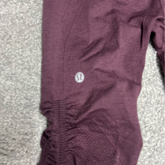 Lululemon Pants Women's 4 Maroon Ebb And Flow Crop Athletic Workout Gym Leggings - Picture 8 of 9